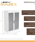 Slick White Modular Storage Organizer Kit With Adjustable Hanging Rods Roomy Shoe Cubbies Four Stackable Drawers Three Tier Shelving And Secure Door Cabinet For Hassle Free Home Organization with metal doors.