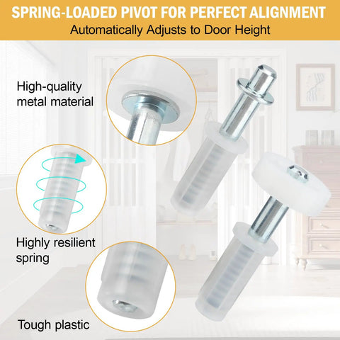 Top Pivot And Guide Wheel Replacement Kit For Bi Fold Closet Doors No Fuss Install Spring Loaded Bifold Repair Hardware image.