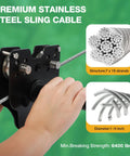 Hands holding 300 Ft Zip Line Kit Go To Backyard And Outdoor Play For Kids And Adults Up To 400 Lbs With Quick Tighten System