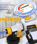Close-up of Upgraded 700W HVLP Electric Paint Sprayer with power indicator and nozzle detail