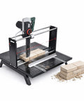 Heavy Duty Electric Brick Cutter With Variable Speed, Lightweight Masonry Saw For Aerated Blocks Foam And Wood, cutting aerated bricks on a sturdy base.