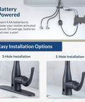 Touchless Kitchen Faucet With Pull-Down Sprayer In Matte Black, Hands-Free Motion Sensor, easy 3-hole and 1-hole installation options