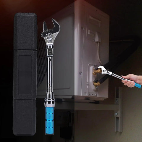 Adjustable Torque Wrench 5 To 30 Nm With 30mm Open End And Click Stop Changeable Head For HVAC installation shown with case