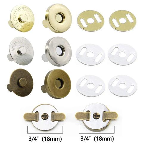 20-Set 3/4 Inch Magnetic Button Snaps Kit For Purses, Bags And Clothes Repair, Antique Brass Fasteners For Sewing And Leather Craft