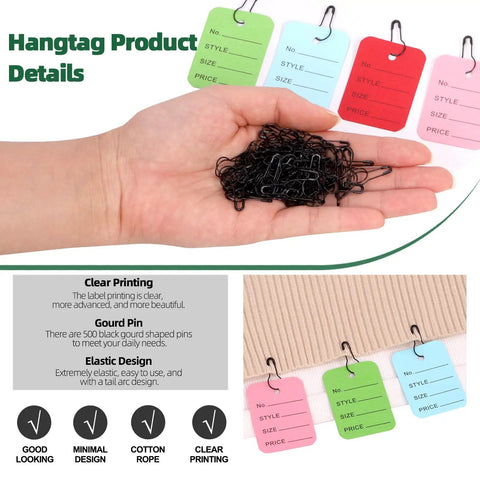Strike A Killer Combo Featuring 1300 Pieces Clothing Price Tags With Multi Color Nylon Hang Strings And Heavy Duty Metal Gourd Safety Pins For Busy Retail Stores