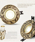 Set Of 12 Adjustable 3.8 Inch Led Recessed Can Lights Dimmable Round Downlights Heavy Duty Brass Finish showcasing detailed leaf design.