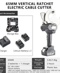 Uywtgf Cordless Ratchet Cable Cutter Wrench with two batteries, charger, and storage box for copper aluminum cable cutting.