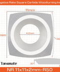 Negative Rake Carbide Insert 11x11x2.0mm R50 with diagram for Woodturning Lathe Tools, reducing chipping on resin and acrylic.