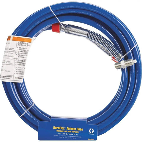 One Quarter Inch Airless Hose 50 Foot For Magnum Or Graco Sprayers Heavy Duty High Pressure Up To 3000 PSI Zinc Coated Spring Guard
