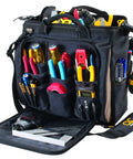 Heavy-Duty 30-Pocket Multi-Compartment Tool Carrier, 13-Inch, Zippered Side Panel Keeps Tools From Spilling, Quick-Access Vertical Pockets