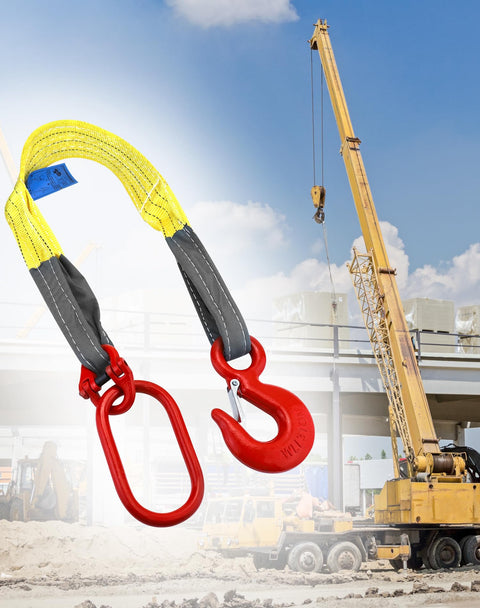 Heavy Duty Web Sling Set Built Tough for Real World Lifts 3.3 Ft Single Leg Lifting Slings 6600 Lbs Capacity with Polyester Web and G80 Steel Hook