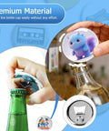 50 Sets 2.25 Inch Bottle Opener Button Badges With Magnetic Backing used to open a bottle, showcasing metal and magnet design