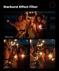 Group using 82mm Variable Star Filter With Dope Cross Screen Starburst 4 To 8 Points For Cinematic Night Shots at party