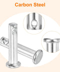 10 Pack 3/16 Inch By 7/8 Inch Single Hole Clevis Pins, Carbon Steel, Flat Head, Blue White Finish displayed close-up