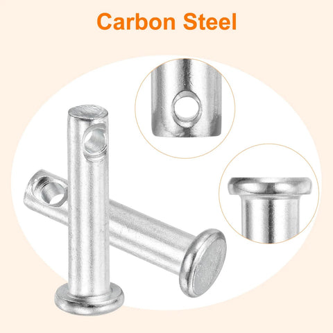 10 Pack 3/16 Inch By 7/8 Inch Single Hole Clevis Pins, Carbon Steel, Flat Head, Blue White Finish displayed close-up