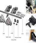 Rock Solid Sliding Barn Door Hardware Kit Featuring Adjustable Rails Smooth Rolling Carriages And Sturdy Floor Guides with pulley and track components.