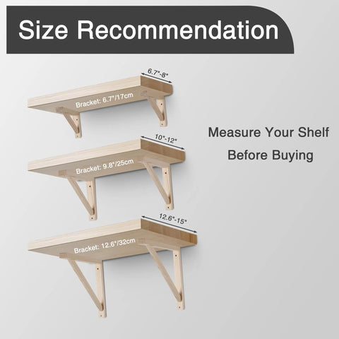 Size recommendation for 4 Pack Wall Mount Wood Shelf Brackets Triangle Design For Plank Sconce Or Plug In Pendant Lamp Decorative DIY