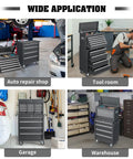 9 Drawer Rolling Tool Chest With Wheels And Lock Top Box With 5 Drawers And Bottom Cabinet With 4 Drawers Removable Design For Easy Split Use Heavy Duty Steel Storage For Workshop Garage Or Shop in garage
