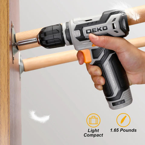 12V Cordless Drill Kit With LED Light, Handy DIY Power Drill for Wood and Plastic, Compact and Lightweight in use