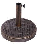 Heavy Duty 26.5 Lb Bronze Umbrella Stand For Patio Base With 15 Inch Diameter Stone Core And Resin Coating Wind Resistant Fits Poles From 1.5 To 2 Inches