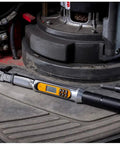 One Quarter Inch Drive 120XP Flex Head Electronic Torque Wrench with Angle Readout on machinery