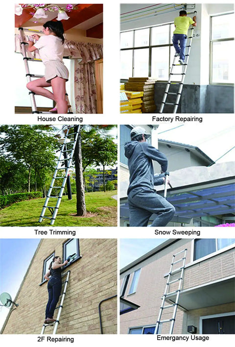 Aluminum Telescoping Extension Ladder 16.5 Feet Portable Multi Purpose Indoor Outdoor Ladder With 330 Lb Capacity in various uses