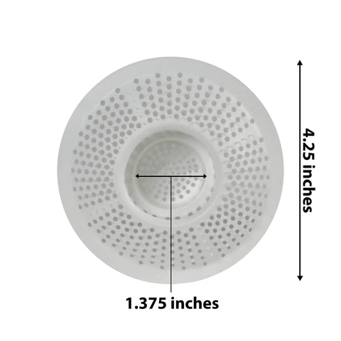 Top view of white Drain Cover Hair Catcher For Shower And Bathtub 3 Pack That Keeps Hair Out And Prevents Clogs While Letting Water Flow Freely