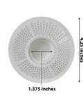 Top view of Straight Up The Best Bathtub Drain Guard Quick Install Shower Hair Catcher, 4.25 inch diameter, white, designed to keep drains clear.