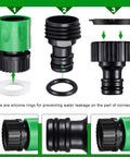 Sixteen Piece Garden Hose Quick Connectors Kit With Three Quarter Inch Plastic Water Hose Fittings, visible connectors and gaskets