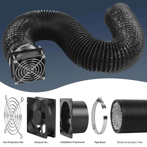 Smoke Exhaust Kit For Laser Engraver And 3D Printer Enclosure With 4500 RPM Fan And Vent Pipe That Kicks Out Smoke And Odor