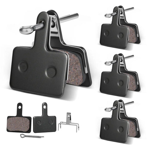 4 Pairs Disc Brake Pads For Mountain Bikes With Resin And Semi Metallic Compound For Quiet Grippy Stops And Long Rotor Life Plug And Play Replacement Compatible With TRP Tektro Shimano Deore Ebike Brakes Black