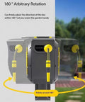 Hassle Free Wall Mounted Hose Reel With No Sweat Auto Rewind And Slick 180 Degree Swivel Bracket For Tangle Free Patio Garden Watering Holding Up To 32 Meters Of Heavy Duty Hose showcasing 180-degree rotation feature.