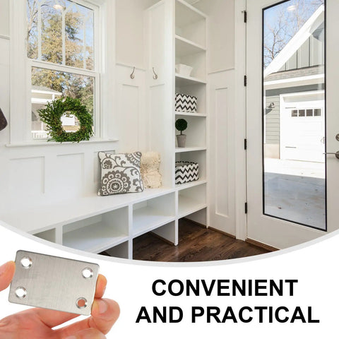 12 Pack Stainless Steel Straight Corner Brackets For Wardrobes And Cabinets Flat Brace Plates shown in modern entryway