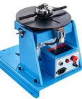 Rugged Rotary Welding Positioner Turntable With 0 To 90 Degree Tilt Stand and Snappy Foot Pedal Control shown from side angle.