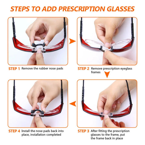 Steps to add prescription glasses to Heavy Duty Laser Safety Glasses Shield Your Peepers From Harmful Blue And Green Beams Across The 180 To 540 NM Spectrum With A Snug Wraparound Fit And Tough As Nails Impact Resistant Lenses.