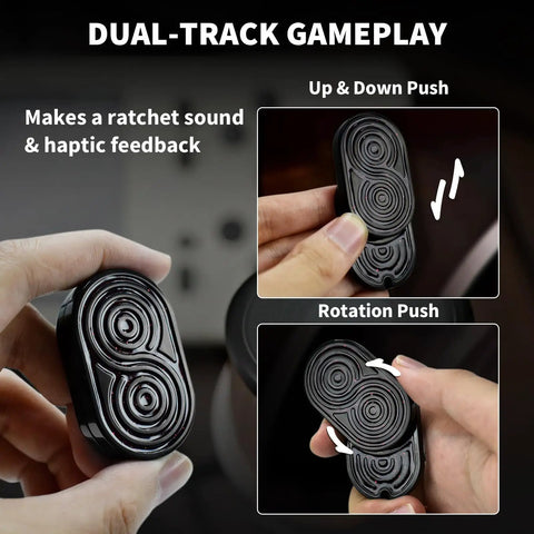 Infinity Stainless Steel Fidget Slider EDC Toy For Adults with ratchet sound and haptic feedback, dual-track gameplay.