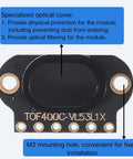 Three Pack ToF Laser Ranging Sensor Module VL53L1X With Four Meter Range for Drones, Warehouse AGVs, Ceiling Occupancy Detection, 50 Hz Measurement, Absolute Distance Sensor Kit for Precise Distance Sensing. black VL53L1X module with optical cover and M2 mounting holes