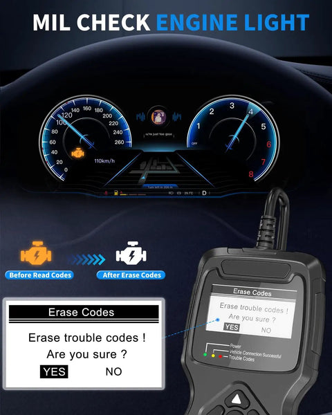 OBD2 Diagnostic Scanner For All Vehicles After 1996 With IM Readiness Real Time Data Stream Battery Health Tester displayed in use