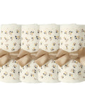 4 Piece Bed Rail Covers For Teething With Breathable Cotton Gauze Teething Guard Set tied with bow