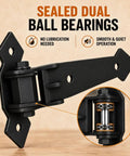 Heavy Duty Gate Hinges With 1100 Lbs Load Rating And Sealed Integrated Ball Bearings For Wooden Or Metal Driveway Gates showcasing dual ball bearings.