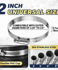 Six Pack 2 Inch Stainless Steel Worm Gear Hose Clamps For PVC Pipe Caps Fits 2.25 To 2.6 Inches Rustproof Reusable Repair Parts