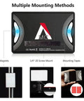 Amaran MC RGBWW Mini On Camera Light With 3200K To 6500K CCT CRI TLCI 96 HSI Color Control 360 Degree Hue shown with multiple mounts