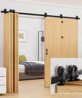 90 Inch Bi Folding Barn Door Hardware Track Kit For Eight Panels Accordion Style Durable Smooth Operation and Easy Install