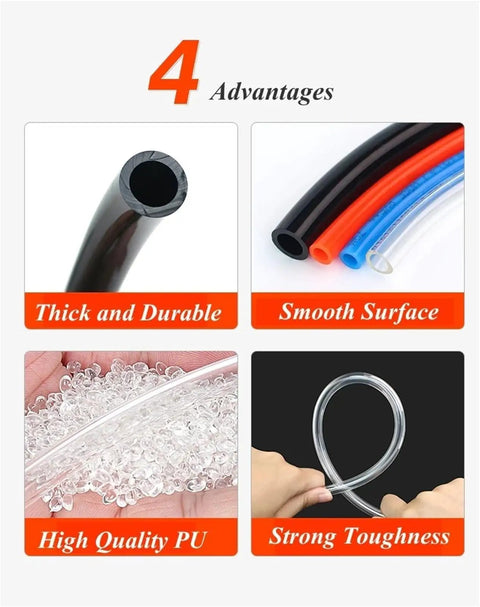 Workhorse Air Component Hose 4Mm 6Mm 8Mm Flexible Pneumatic Pipe Tubing Heavy Hitter Pro Level Gear For Air Compressor Builds Smooth Flow orange tubing features thick, durable design and strong toughness.