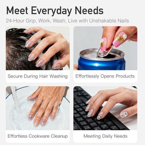 Semi Solid Nail Glue Gel 2g for Press On Nails used for hair washing, opening cans, cleaning dishes, typing.