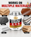 Heavy Duty Contact Cement Adhesive With Brush For Wood Leather Rubber And Laminate Repairs Tough As Nails Neoprene Glue 4.16 Oz on various materials.