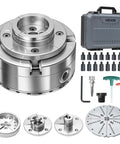Built Tough 4 Inch Wood Lathe Chuck 4 Jaw Self Centering Bevel Gear Set With 1 Inch 8 TPI Thread And Adapter and carry case