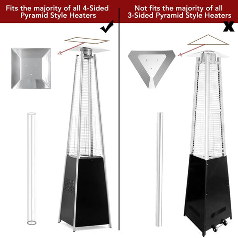 Glass Tube Replacement For Four Sided Outdoor Patio Pyramid Heater Forty Nine Point Five Inch Tall High Purity Quartz Tube