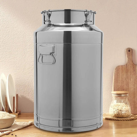 Built Tough Stainless Steel Food Storage Container With Airtight Silicone Seals And Secure Locking Clamps For Kitchen Pantry Organization And Keeping Rice Grains Fresh 12 Liter on a kitchen counter.
