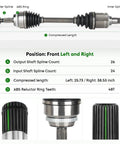 Two Front CV Axle Shafts For Toyota Camry 2.5L GAS 2012 2013 2016 2017 Left And Right Pair Replacement Drive Shaft With Durable Boots And High Torque Joints, front axle dimensions and splines shown